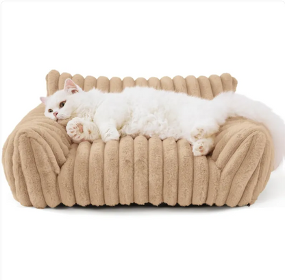 Bedsure Sofá Fofo para Gatos - Cama de Estimação em Veludo Cotelê e Fleece