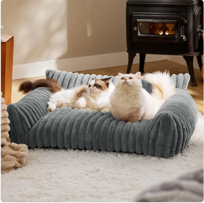 Bedsure Sofá Fofo para Gatos - Cama de Estimação em Veludo Cotelê e Fleece