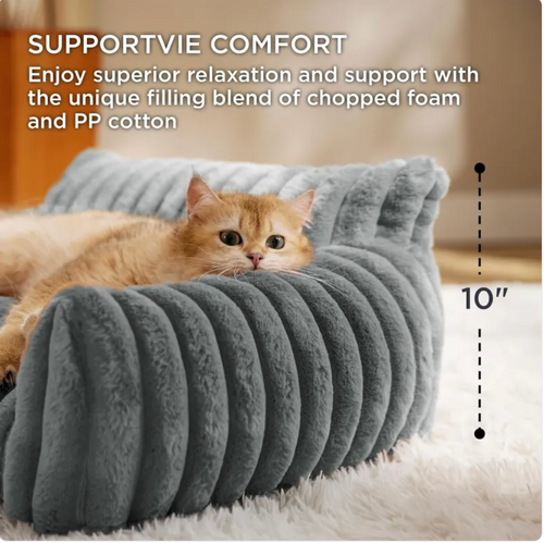 Bedsure Sofá Fofo para Gatos - Cama de Estimação em Veludo Cotelê e Fleece